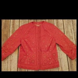 2/$40 COLDWATER CREEK Pretty Embroidered Jacket 10